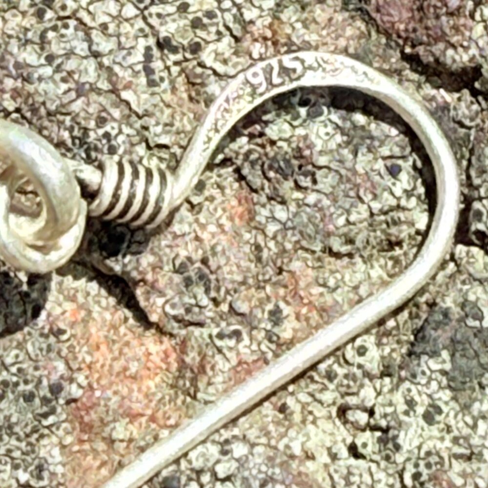 Vintage Sterling Cloisonne dangle Earrings - Picture 7 of 12